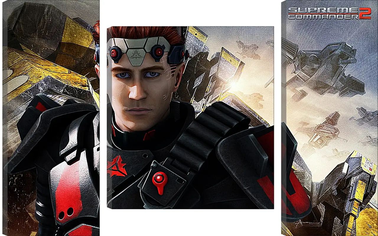Supreme Commander Supreme CommanderВидео игры<br>Модульная картина из 3 частей . Любые размеры и конфигурации на выбор. Материал печати: натуральный холст.<br>Размер: 90x56 см., 120x75 см., 150x94 см.;