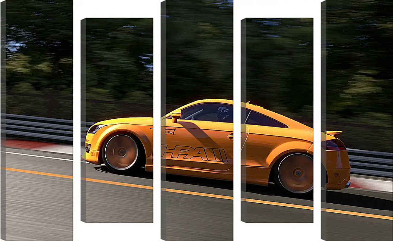 Gran Turismo Gran TurismoВидео игры<br>Модульная картина из 5 частей . Любые размеры и конфигурации на выбор. Материал печати: натуральный холст.<br>Размер: 90x55 см., 120x74 см., 150x92 см.;