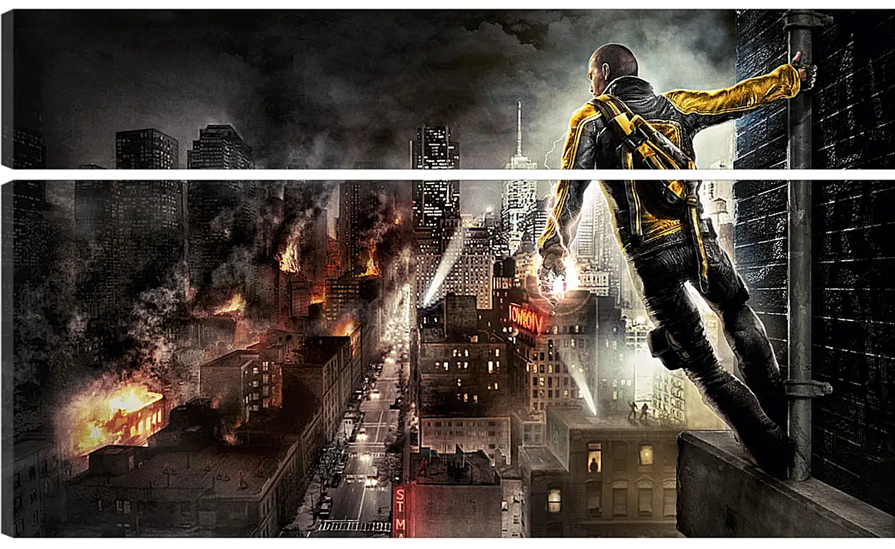 Infamous InfamousВидео игры<br>Модульная картина из 4 частей . Любые размеры и конфигурации на выбор. Материал печати: натуральный холст.<br>Размер: 90x55 см., 120x74 см., 150x92 см.;