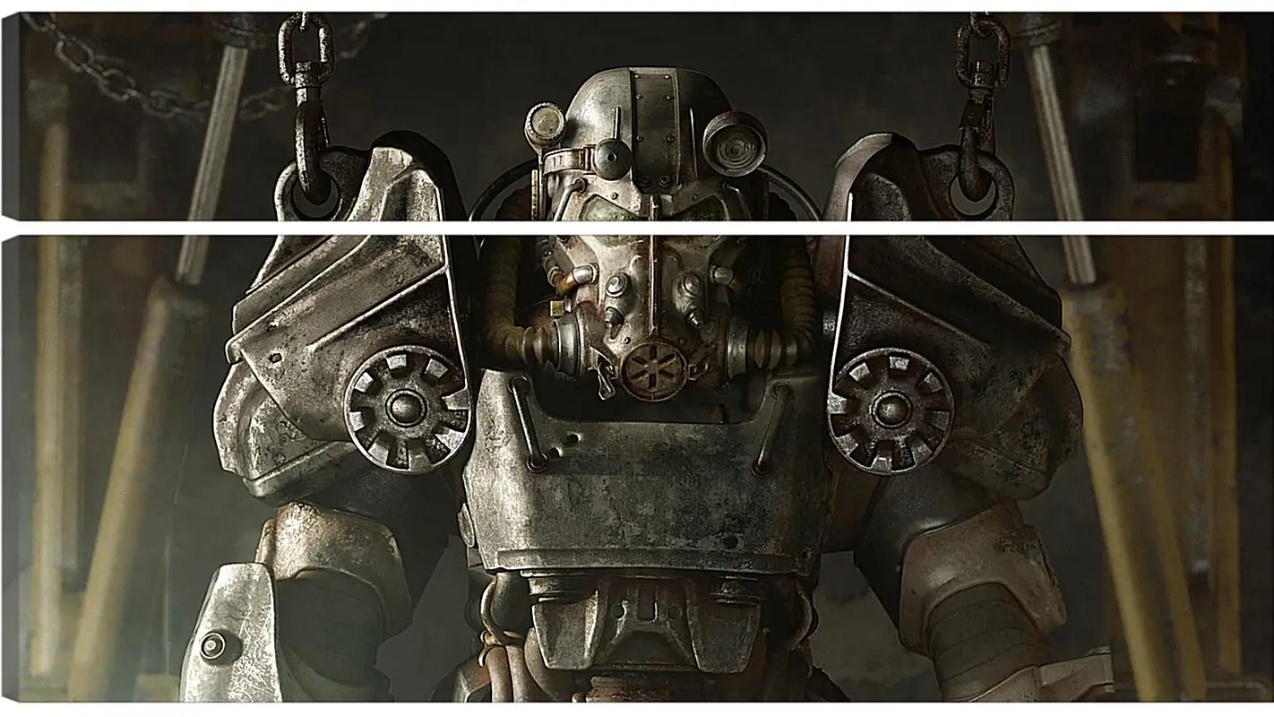 Fallout FalloutВидео игры<br>Модульная картина из 4 частей . Любые размеры и конфигурации на выбор. Материал печати: натуральный холст.<br>Размер: 90x51 см., 120x67 см., 150x84 см.;