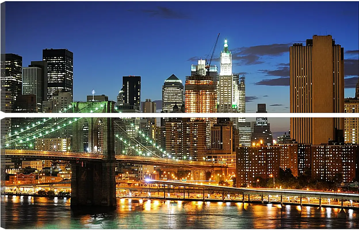 Нью-Йорк (NEW YORK CITY) Нью-Йорк (NEW YORK CITY)Страны<br>Модульная картина из 2 частей . Любые размеры и конфигурации на выбор. Материал печати: натуральный холст.<br>Размер: 90x58 см., 120x77 см., 150x96 см.;