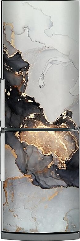 Магнитная панель на холодильник - Серо-золотые волны 2