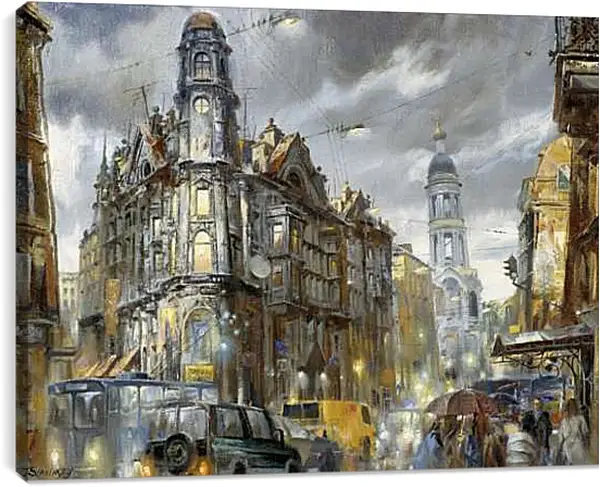 Постер на подрамнике - Дождь в Санкт-Петербурге