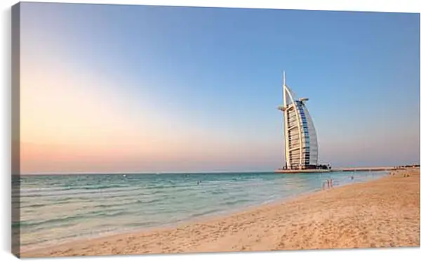 Постер на подрамнике - Бурдж Аль Араб вид с пляжа. Дубай