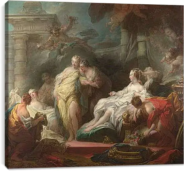 Постер на подрамнике - Psyche showing her Sisters her Gifts from Cupid. Жан Оноре Фрагонар