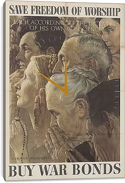 Часы картина - Свобода вероисповедания. Норман Роквелл