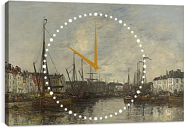 Часы картина - Brussels Harbour. Эжен Буден