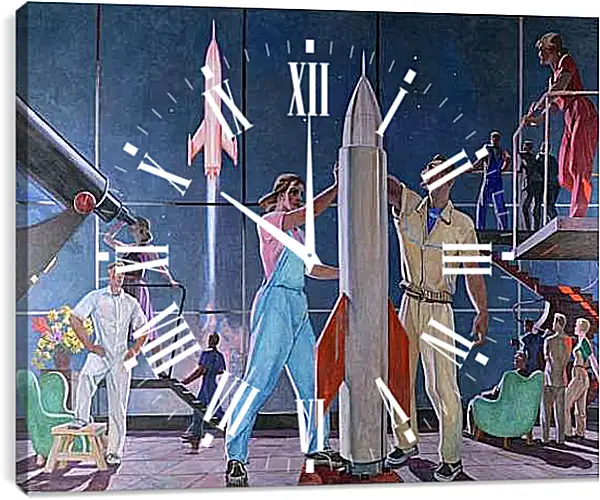 Часы картина - Покорители космоса. Александр Дейнека