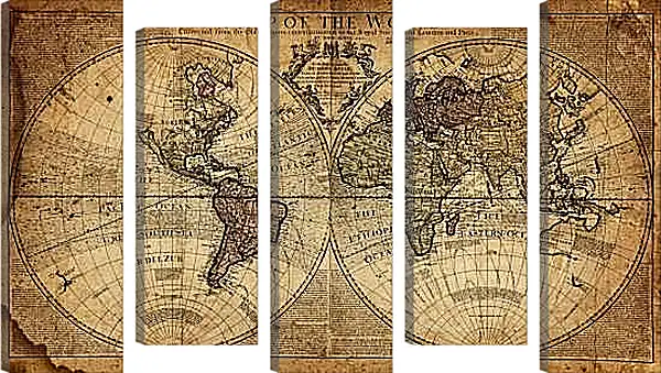 Модульная картина - Историческая географическая карта мира