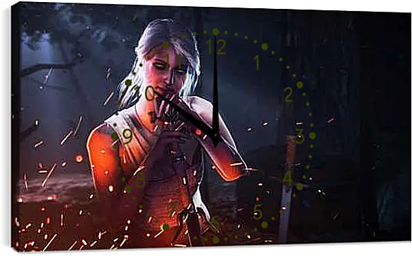 Часы картина - The Witcher (Ведьмак), Цири у костра