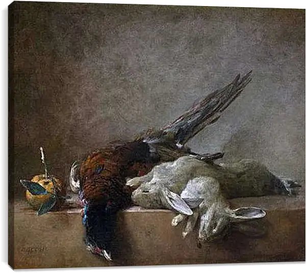 Постер на подрамнике - Натюрморт с добычей. Жан Батист Симеон Шарден