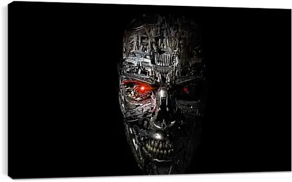 Постер на подрамнике - Металлический череп с глазом. Терминатор