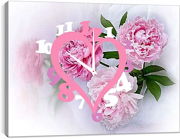 Часы картина - Пионы