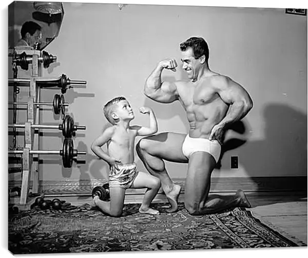 Постер на подрамнике - Папа и сын