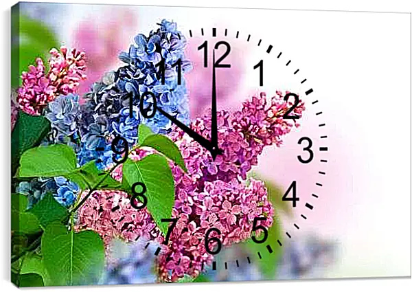 Часы картина - Цветная сирень