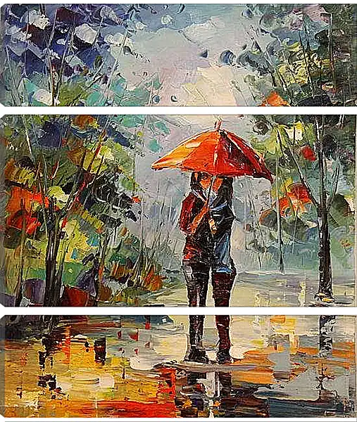Модульная картина - Двое под зонтом