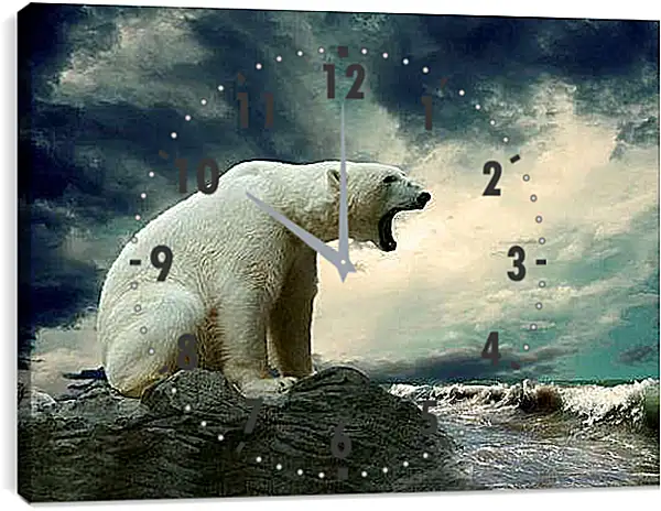 Часы картина - Белый медведь