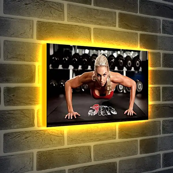 Лайтбокс световая панель - Блондинка отжимается