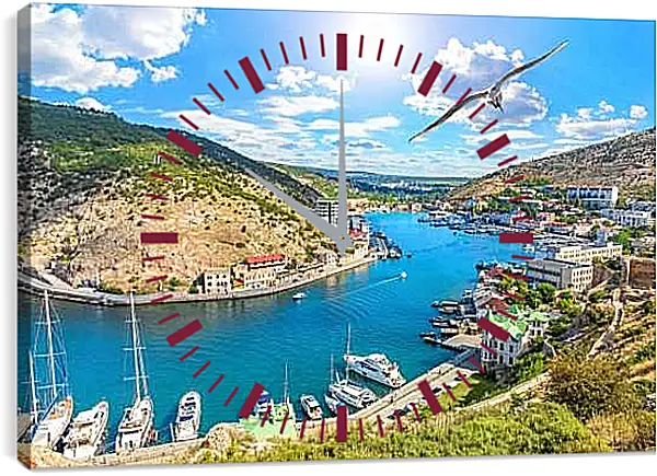 Часы картина - Балаклавская бухта. Крым