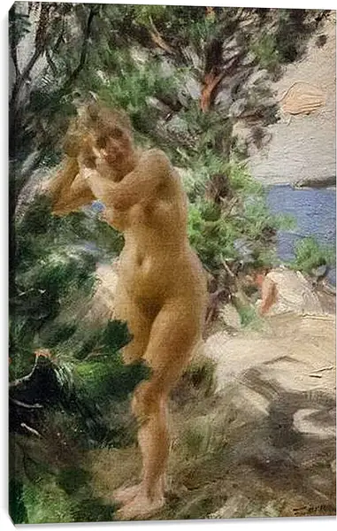 Постер на подрамнике - After Bath. Андерс Цорн