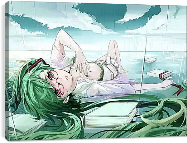 Постер на подрамнике - Девушка с изумрудными волосами