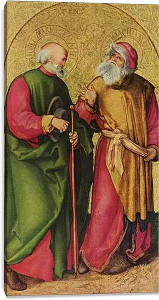Постер на подрамнике - Dreikonigsaltar, linker Flugel (Szene - Josef und Joachim). Альбрехт Дюрер