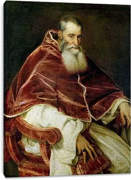 Постер на подрамнике - Портрет Павла III. Тициан Вечеллио