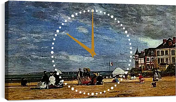 Часы картина - Der Strand von Trouville. Эжен Буден