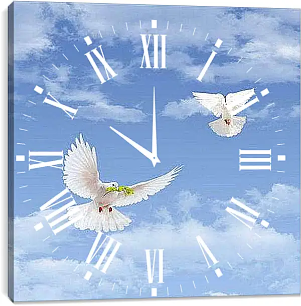 Часы картина - Sky with goubyami - Небо с гоубями