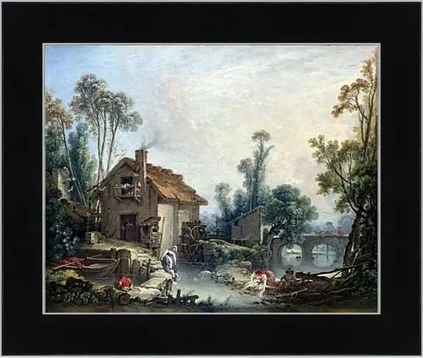 Картина в раме - Landscape with a Watermill. Франсуа Буше