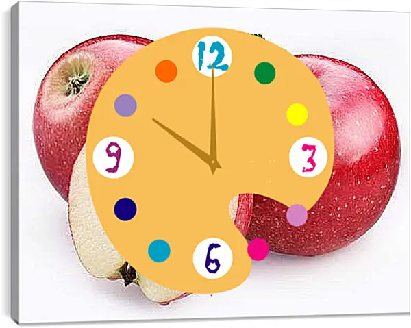 Часы картина - Яблоки. Сочные Яблоки.