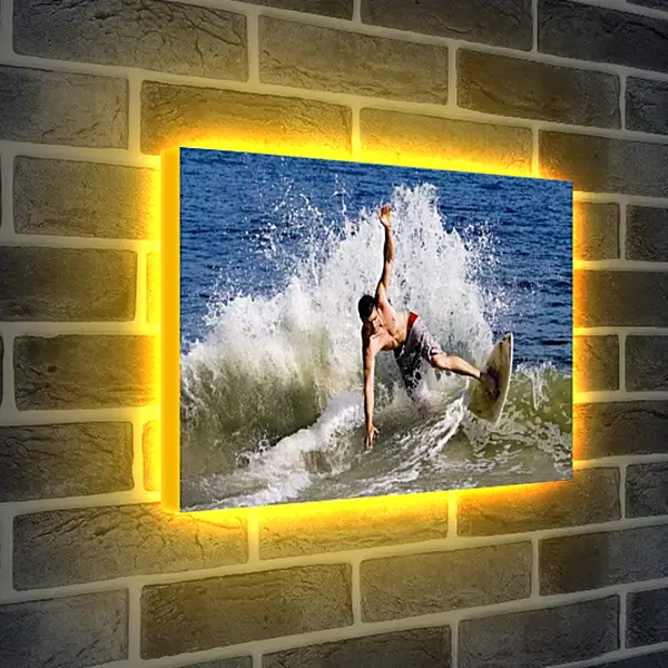Лайтбокс световая панель - Падающий в воду сёрфингист