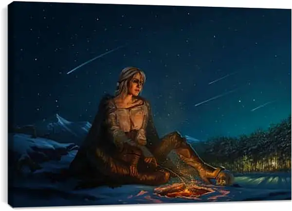 Постер на подрамнике - The Witcher (Ведьмак), Цирилла на привале