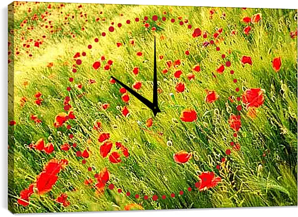 Часы картина - Маки в поле