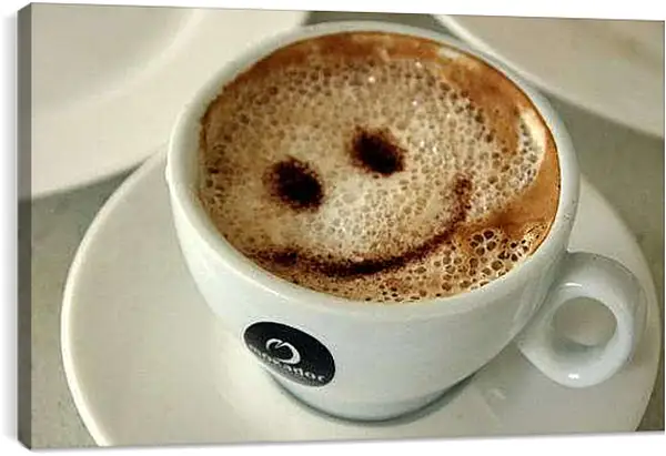 Постер на подрамнике - Улыбка в чашке. Утренний позитив.