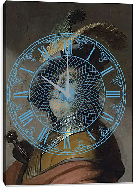 Часы картина - Портрет мужчины в горжете и берете с перьями. Рембрандт