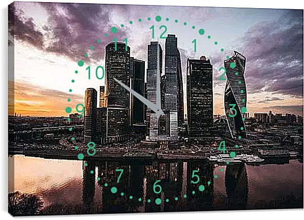 Часы картина - Москва Сити вид с набережной