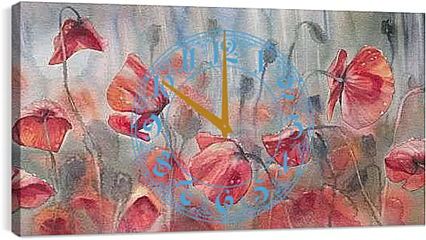 Часы картина - Красивые маки