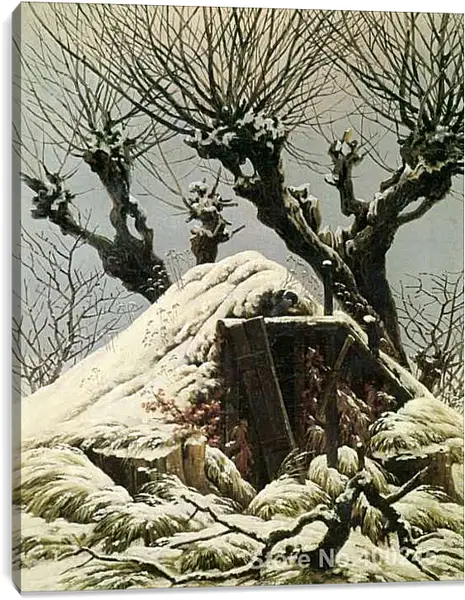 Постер на подрамнике - Снежная хижина. Каспар Давид Фридрих