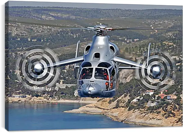 Постер на подрамнике - Вертолет в небе