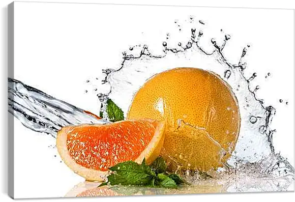 Постер на подрамнике - Долька грейпфрута. Свежесть Цитруса.