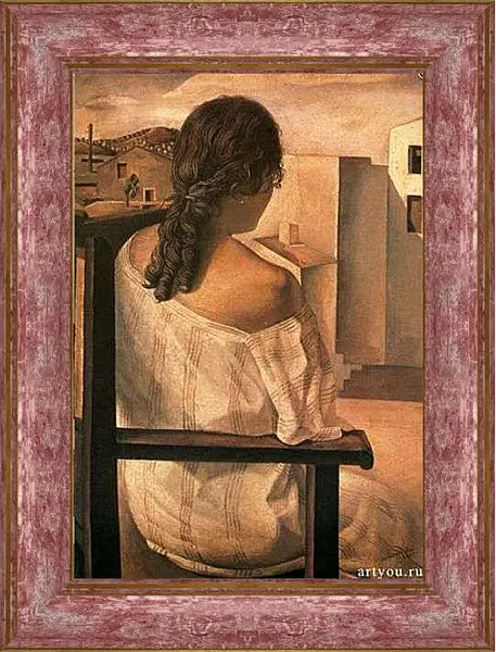 Картина в раме - Сидящая девушка видел из тот назад. Сальвадор Дали