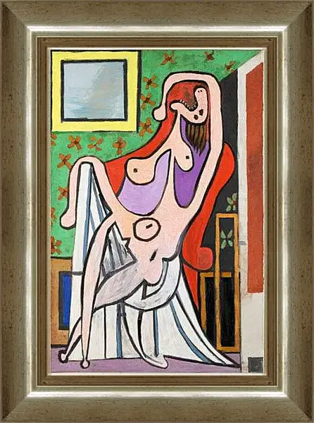 Картина в раме - Большая обнажённая в красном кресле. Пабло Пикассо