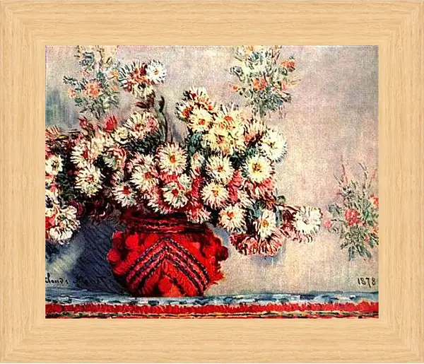 Картина в раме - Still-Life with Chrysanthemums. Клод Моне