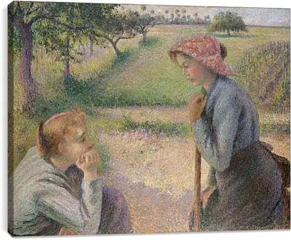 Постер на подрамнике - Молодые крестьянки. Камиль Писсарро