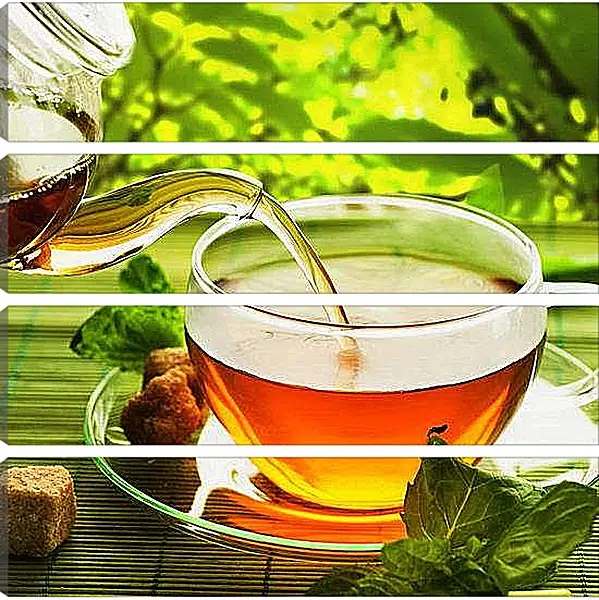 Модульная картина - Чай с тростниковым сахаром. Чайное настроение.