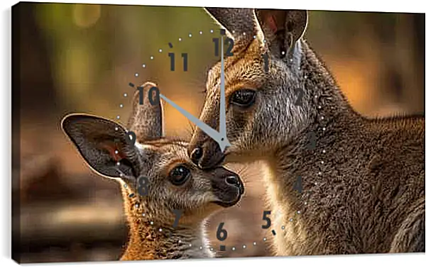 Часы картина - Кенгуру с детёнышем