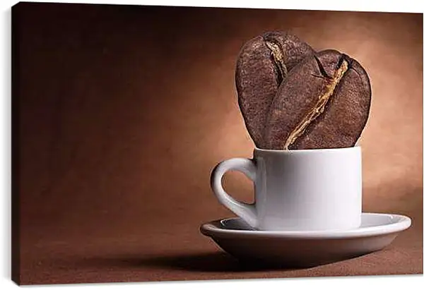 Постер на подрамнике - Белая чашка с блюдцем. Ароматное утро.