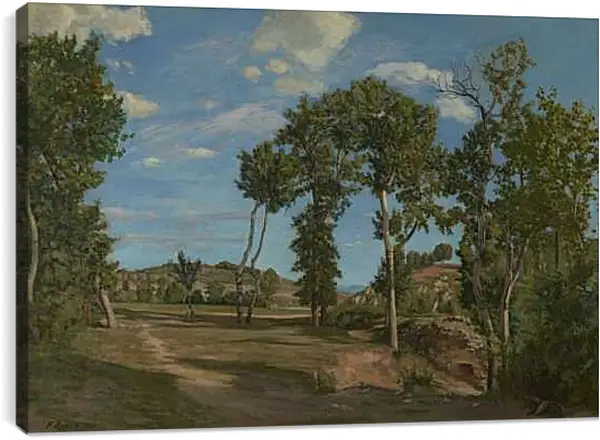 Постер на подрамнике - Landscape on the banks of the Lez. Жан Фредерик Базиль