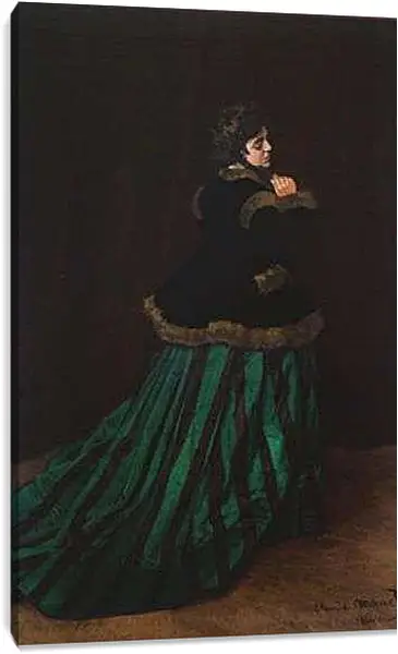 Постер на подрамнике - The Woman in the Green Dress. Клод Моне